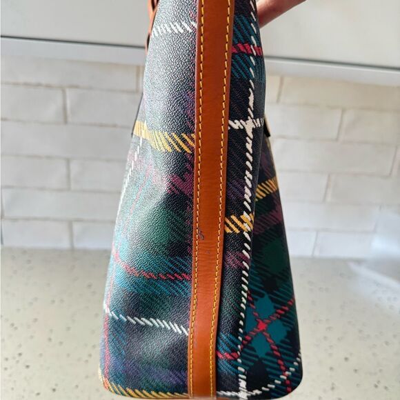 DOONEY & BOURKE Multicolored Leather Plaid Shopper Tote Shoulder Handbag Top Zip - Picture 15 of 16